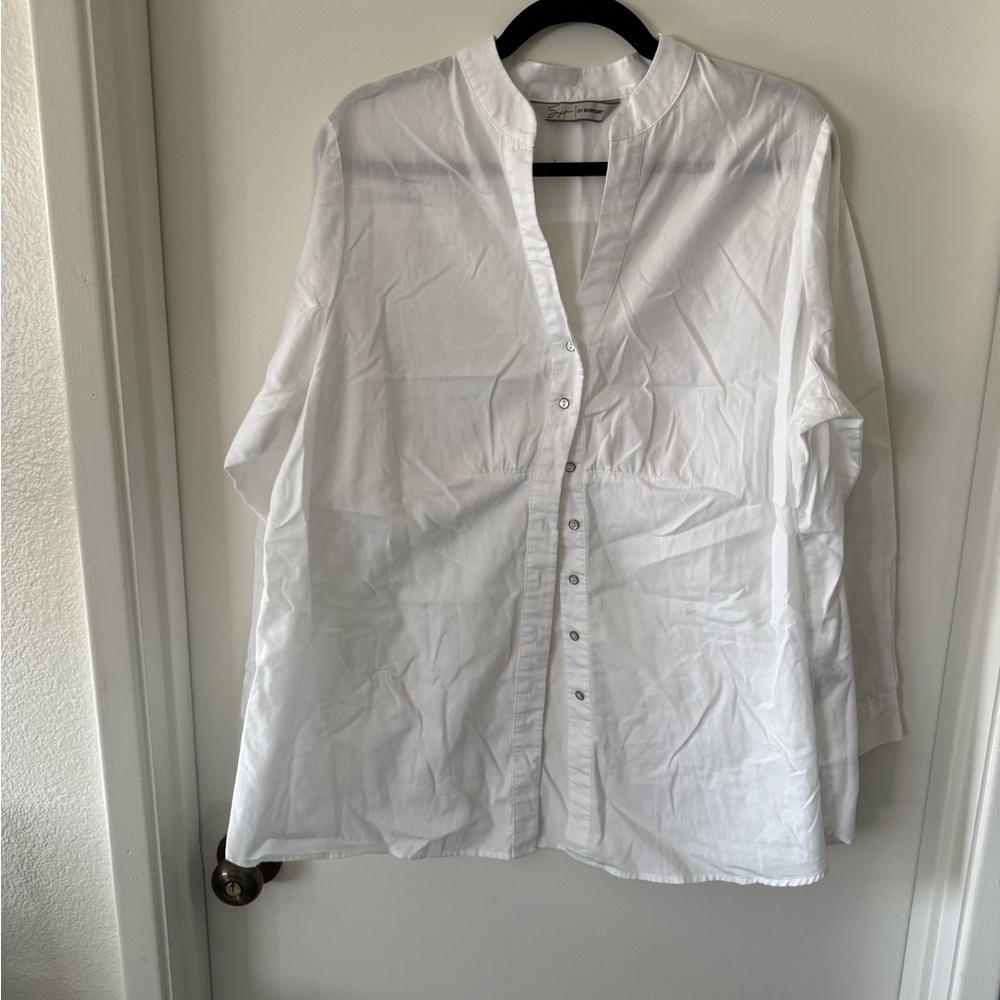 Soft By Avenue Woman’s Plus Button Down Shirt Blouse White 18/20W Office Date